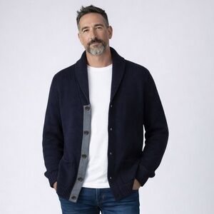 GAP chunky navy shawl collar cardigan - Spring 2011 - 100% cotton - men’s small